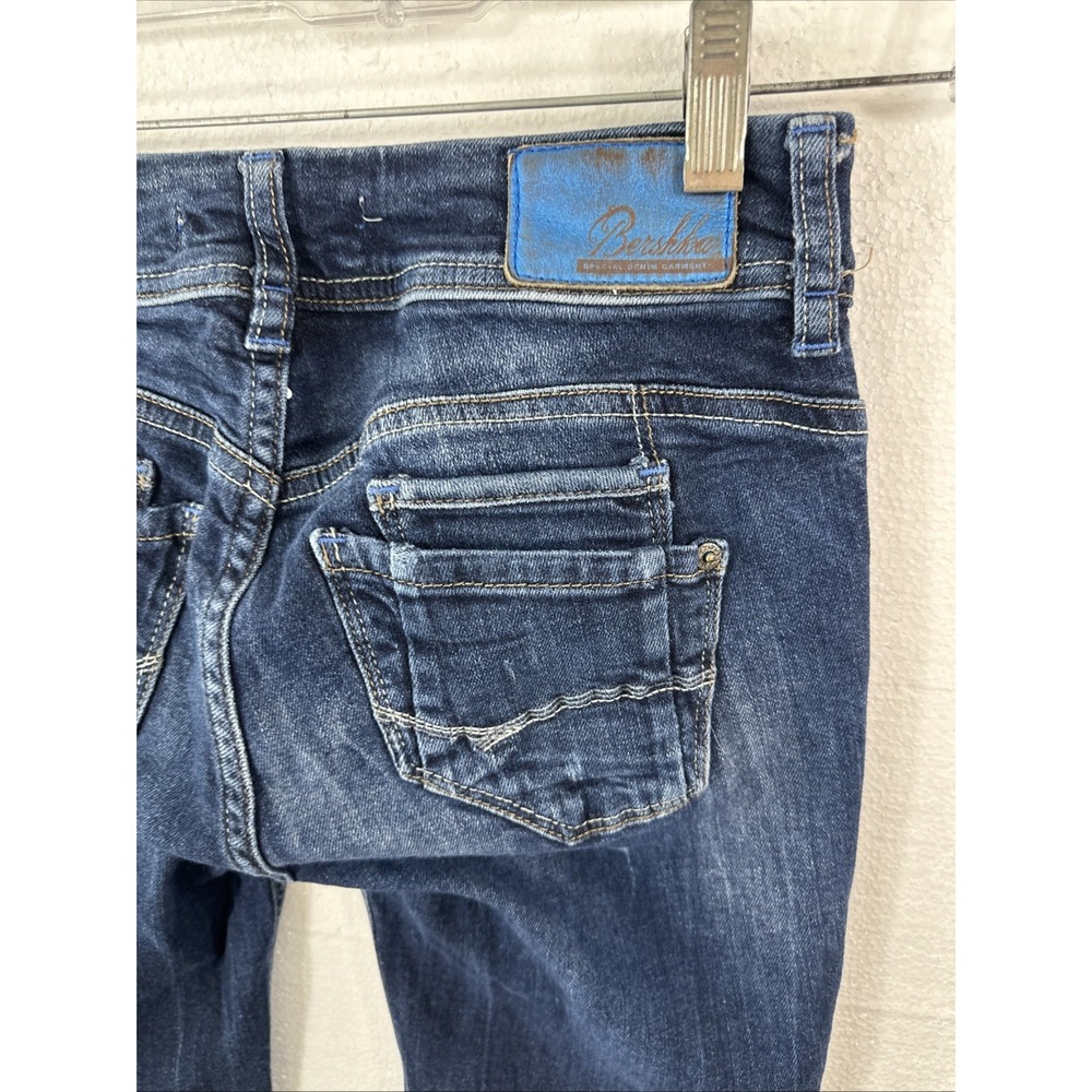 Bershka Jeans Women's EUR 38/US 8 (27x31) Blue Low Rise Straight Distressed - Picture 7 of 13